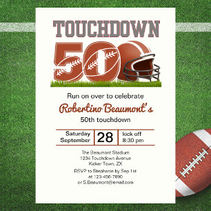 Touchdown Fünfzig Lustiger Fußball 50. Geburtstag Einladung