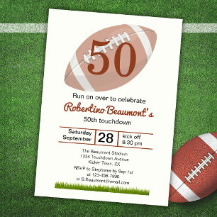 Touchdown Fünfzig Lustiger Fußball 50. Geburtstag Einladung