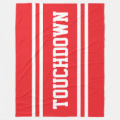 TOUCHDOWN Helle rote weiße Text-Rennstreifen Fleecedecke (Vorderseite)