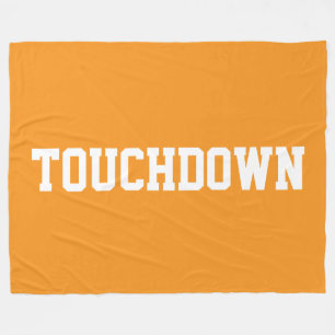 TOUCHDOWN Helles Orange Sportlich Weiße Blockschri Fleecedecke