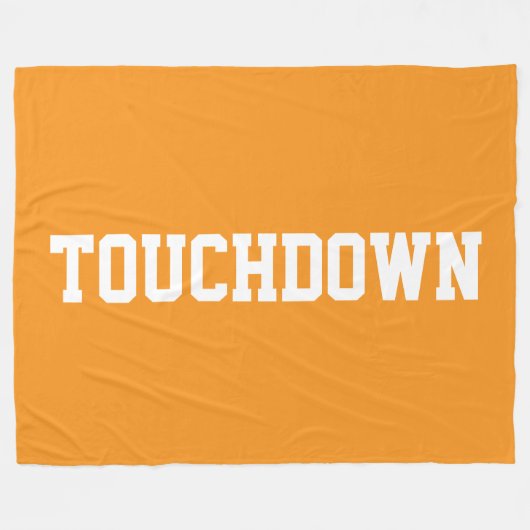TOUCHDOWN Helles Orange Sportlich Weiße Blockschri Fleecedecke (Vorderseite (Horizontal))
