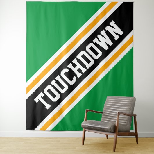 TOUCHDOWN Hellgrüne, schwarz-gelbe schlanke Streif Wandteppich (Beispiel)