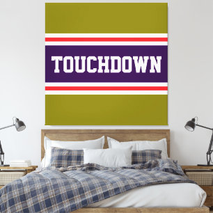 TOUCHDOWN Lila Rot Weiß Oliv Rennstreifen Leinwanddruck