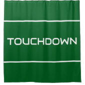 TOUCHDOWN Modern White Text Stripes On Deep Green Duschvorhang (Vorderseite)