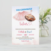Touchdown- oder Tutus-Genderdarstellung Einladung (Stehend Vorderseite)