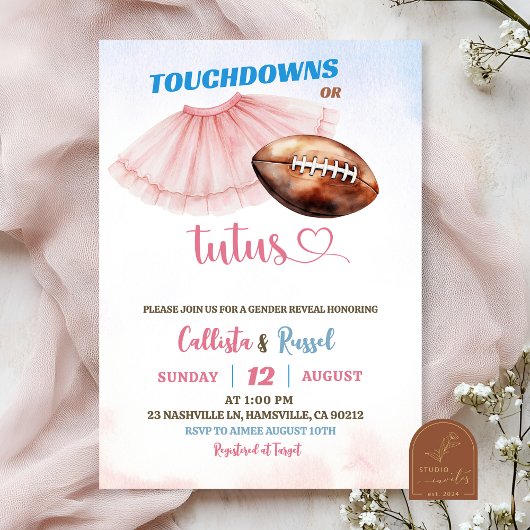 Touchdown oder Tutus Geschlechtsenthüllung Einladung