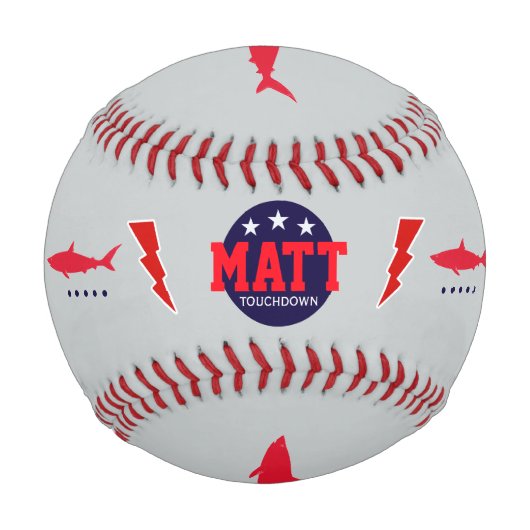 Touchdown personalisiert mit Haien und Schrauben Baseball (Vorderseite)