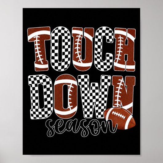 Touchdown-Saison-Spieltag-Karo-Fußballmutter Poster (Vorne)