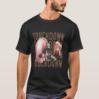 Touchdown Season Girl Coquette Football Spiel Rosa T-Shirt