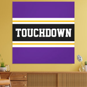 TOUCHDOWN Sporty Lila Black Football Stripes Leinwanddruck
