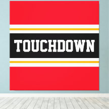TOUCHDOWN Sporty Red Black Football Stripes