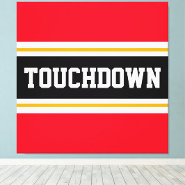 TOUCHDOWN Sporty Red Black Football Stripes Leinwanddruck