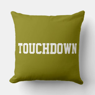 TOUCHDOWN Sporty Weiße Fußballtext Auf Olive Kissen