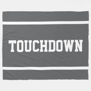 TOUCHDOWN Sporty weißer Textstreifen auf tiefem Gr Fleecedecke