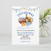 Touchdown Tiny Toes Football Couples Baby Dusche Einladung (Stehend Vorderseite)