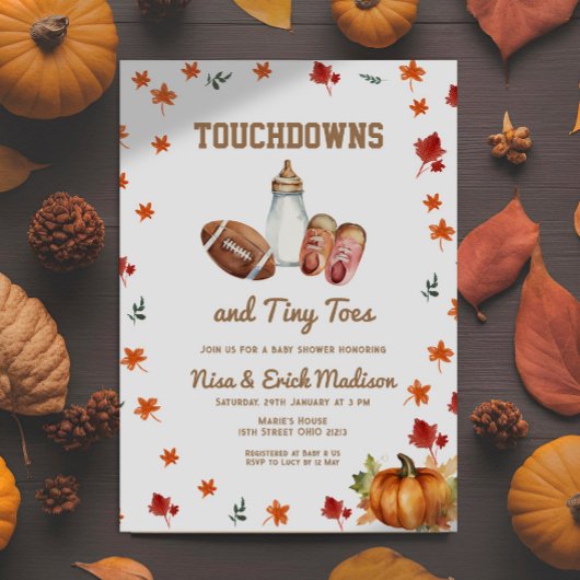 Touchdown Tiny Toes Football Couples Baby Dusche Einladung