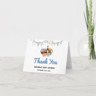 Touchdown Tiny Toes Paare-Baby-Party gefaltet Dankeskarte