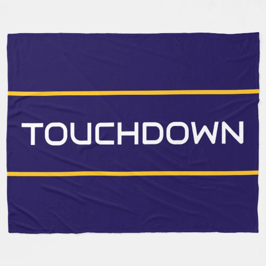 TOUCHDOWN Weißer Text Golden Orange Navy Streifen Fleecedecke (Vorderseite (Horizontal))