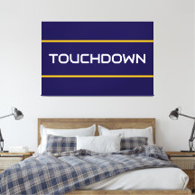 TOUCHDOWN Weißer Text Orange Navyblaue Streifen 