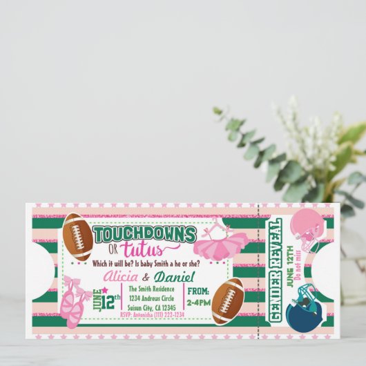 Touchdowns oder Tutus Einladung (Stehend Vorderseite)