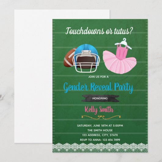 Touchdowns oder Tutus Einladung (Vorne/Hinten)