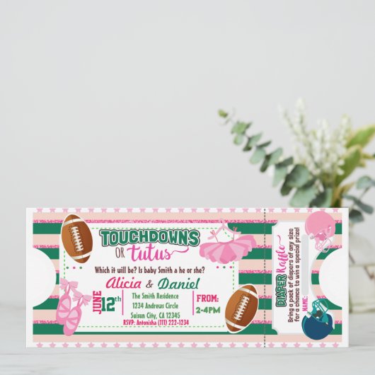 Touchdowns oder Tutus Einladung - Windelraffinatio (Stehend Vorderseite)