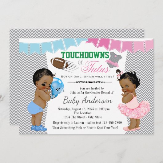 Touchdowns oder Tutus-Gender-Aufdeckung Einladung (Vorne/Hinten)