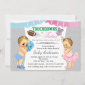 Touchdowns oder Tutus Gender Reveal Baby Shower Einladung (Vorderseite)