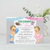 Touchdowns oder Tutus Gender Reveal Baby Shower Einladung (Stehend Vorderseite)