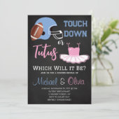 TOUCHDOWNS ODER TUTUS Gender Reveal Baby Shower Einladung (Stehend Vorderseite)