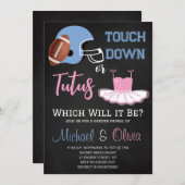 TOUCHDOWNS ODER TUTUS Gender Reveal Baby Shower Einladung (Vorne/Hinten)