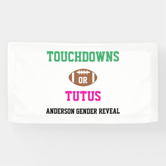Touchdowns oder Tutus Gender Reveal Banner (Horizontal)