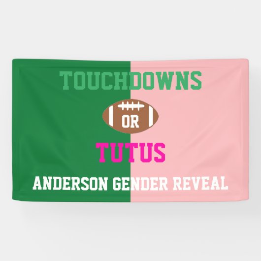 Touchdowns oder Tutus Gender Reveal Banner (Horizontal)