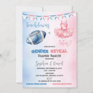 Touchdowns oder Tutus Gender Reveal Diaper Party Einladung