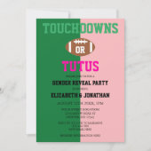 Touchdowns oder Tutus Gender Reveal Einladung (Vorderseite)