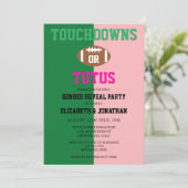 Touchdowns oder Tutus Gender Reveal Einladung (Stehend Vorderseite)