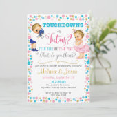 Touchdowns oder Tutus Gender Reveal Einladung (Stehend Vorderseite)