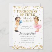 Touchdowns oder Tutus Gender Reveal Einladung Gold (Vorderseite)