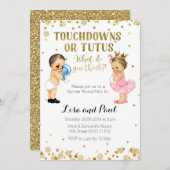 Touchdowns oder Tutus Gender Reveal Einladung Gold (Vorne/Hinten)