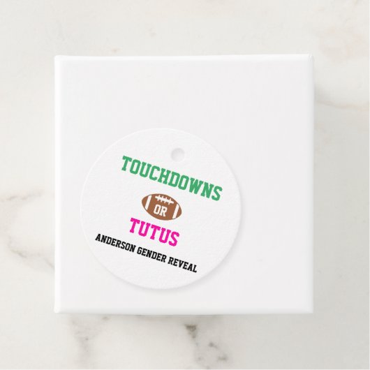 Touchdowns oder Tutus Gender Reveal Geschenkanhänger (Beispiel)
