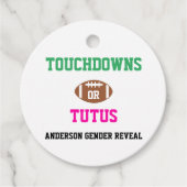 Touchdowns oder Tutus Gender Reveal Geschenkanhänger (Vorderseite)