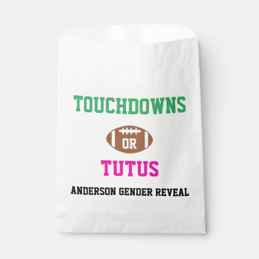 Touchdowns oder Tutus Gender Reveal Geschenktütchen (Vorderseite)