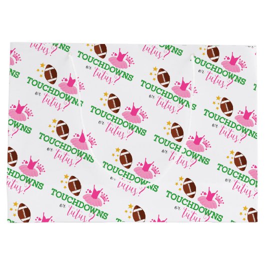 Touchdowns oder Tutus Gender Reveal Große Geschenktüte (Rückseite)