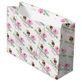 Touchdowns oder Tutus Gender Reveal Große Geschenktüte (Vorderseite Schrägansicht)