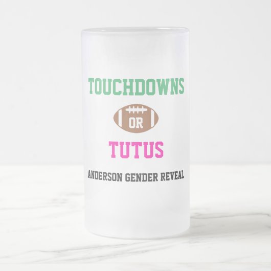 Touchdowns oder Tutus Gender Reveal Mattglas Bierglas (Mittel)