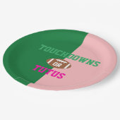 Touchdowns oder Tutus Gender Reveal Pappteller (Schrägansicht)