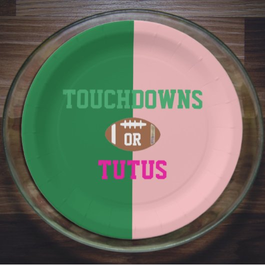 Touchdowns oder Tutus Gender Reveal Pappteller