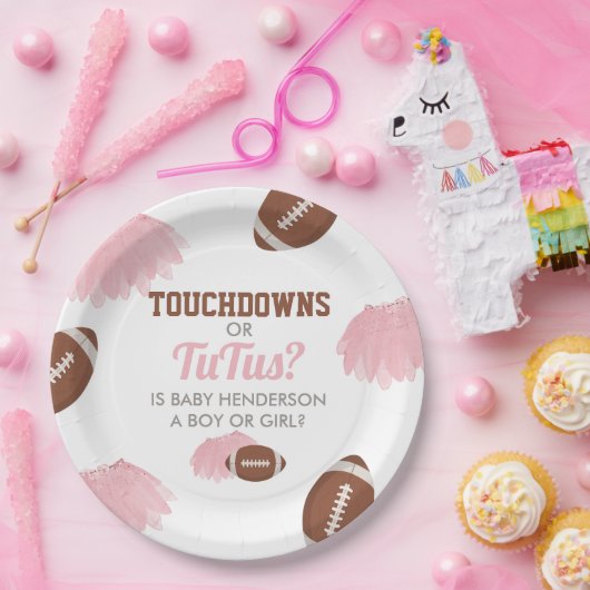 Touchdowns oder Tutus Gender Reveal Pappteller (Party)