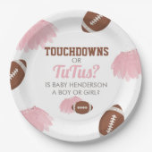 Touchdowns oder Tutus Gender Reveal Pappteller (Vorderseite)
