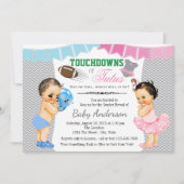 Touchdowns oder Tutus Gender Reveal Party Einladun Einladung (Vorderseite)